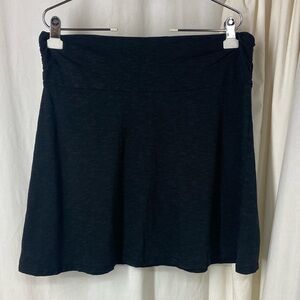 Toad&Co L Chaka Skirt Black Slub Ruched Waist A Line Toad Co